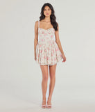 Make a bold statement in the Stroll The Gardens Floral Corset Lace Skater Dress in ivory, the perfect spring dress for weddings, cocktail hours, nights out, and/or seasonal celebrations.