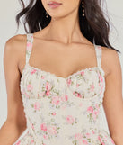 Stroll The Gardens Floral Corset Lace Skater Dress, a trendy ivory mini dress featuring modern details and a fresh seasonal hue, perfect for creating chic 2025 looks.
