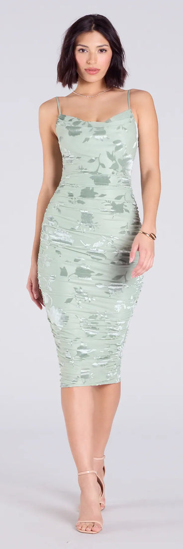 Cocktail Soiree Floral Velvet Midi Dress | Windsor Cocktail Soiree Floral Velvet Midi Dress | Windsor