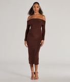 Celebrate the special day in the Casual Affair Long Sleeve Ruched Midi Dress, a brown country wedding guest dress with soft, romantic details that blend charm and sophistication.
