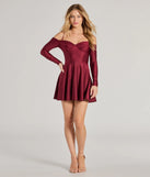 Make a bold statement in the Sleek And Stylin' Knit Cold-Shoulder Skater Dress in burgundy, the perfect spring dress for weddings, cocktail hours, nights out, and/or seasonal celebrations.