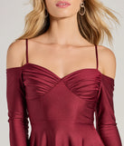 Revamp your 2025 wardrobe with this chic addition, the Sleek And Stylin' Knit Cold-Shoulder Skater Dress in burgundy, perfect for elevating your style in the new year.