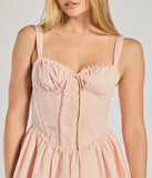 Adorably Mine Corset Lace Trim Skater Dress, a trendy pink mini dress featuring modern details and a fresh seasonal hue, perfect for creating chic 2025 looks.