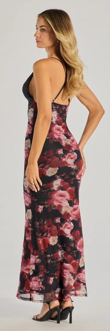 The Whimsical Blooms Sleeveless Floral Maxi Dress is a flowy, black maxi dress that moves with you from sunny days to elevated nights in effortless style.
