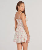 Whether you're headed to brunch or running errands, the Flirty Romance Corset Lace-Up Floral A-Line Mini Dress in ivory delivers effortless style in a breathable, go-to casual dress.