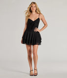 Make a bold statement in the With Love Lace V-Neck Chiffon Skater Dress in black, the perfect spring dress for weddings, cocktail hours, nights out, and/or seasonal celebrations.