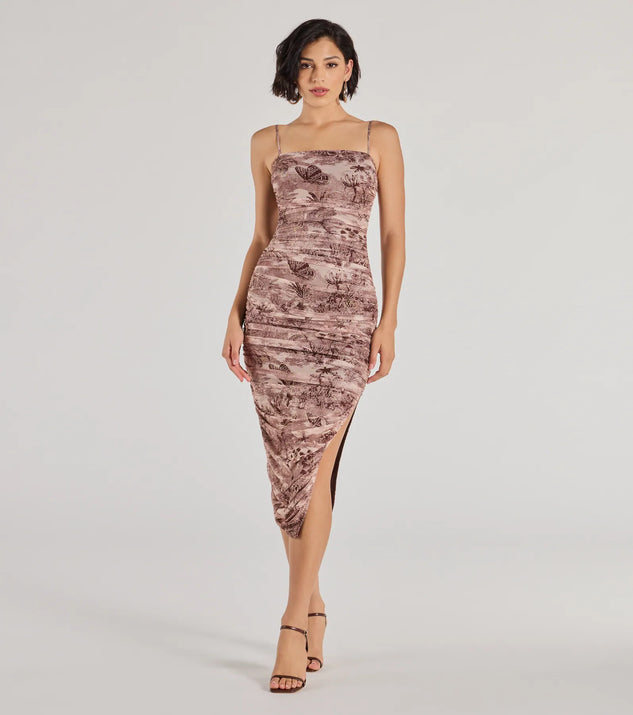 Stunning View Scenic Print Mesh Midi Dress | Windsor Stunning View Scenic Print Mesh Midi Dress | Windsor