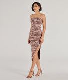 Celebrate the special day in the Stunning View Scenic Print Mesh Midi Dress, a brown country wedding guest dress with soft, romantic details that blend charm and sophistication.