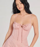 The Such A Sweetheart Corset Lace-Up A-Line Short Dress in pink brings sleek style to any graduation outfit, from cap and gown to after-party.