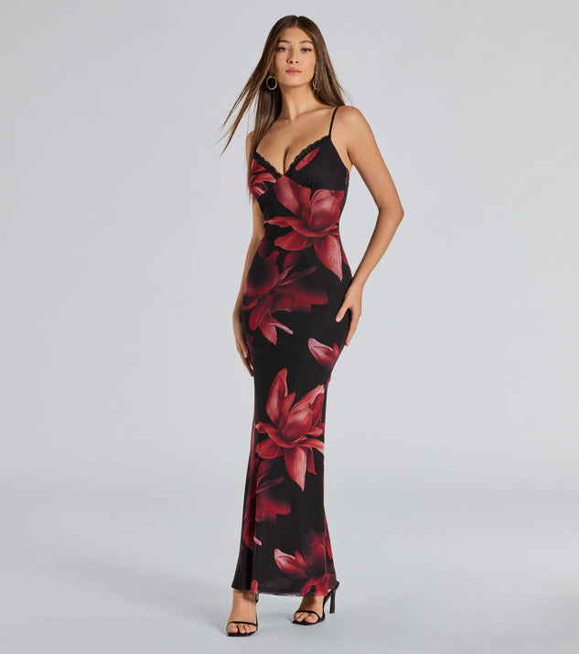 Blooming Beauty Floral Print Mesh Maxi Dress Blooming Beauty Floral Print Mesh Maxi Dress