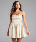 Shine with confidence, elegance, and standout style in the Crowd Pleaser Satin Skater Dress—a ivory graduation dress designed with a fresh silhouette and the latest trends.