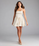 Shine with confidence, elegance, and standout style in the Crowd Pleaser Satin Skater Dress—a ivory graduation dress designed with a fresh silhouette and the latest trends.