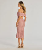Celebrate the special day in the Effortless Romance Lace Off-The-Shoulder Midi Dress, a mauve country wedding guest dress with soft, romantic details that blend charm and sophistication.