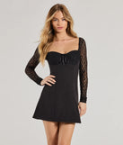 Make a bold statement in the Show Me Romance Lace Long Sleeve A-Line Mini Dress in black, the perfect spring dress for weddings, cocktail hours, nights out, and/or seasonal celebrations.