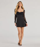 Make a bold statement in the Show Me Romance Lace Long Sleeve A-Line Mini Dress in black, the perfect spring dress for weddings, cocktail hours, nights out, and/or seasonal celebrations.