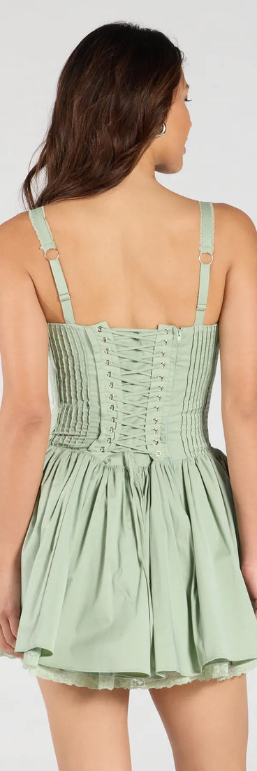 Feel ready for every dance floor moment or feed-worthy reel in the So Darling Woven Drop-Waist Skater Dress, a sage green homecoming dress designed to own your moment.