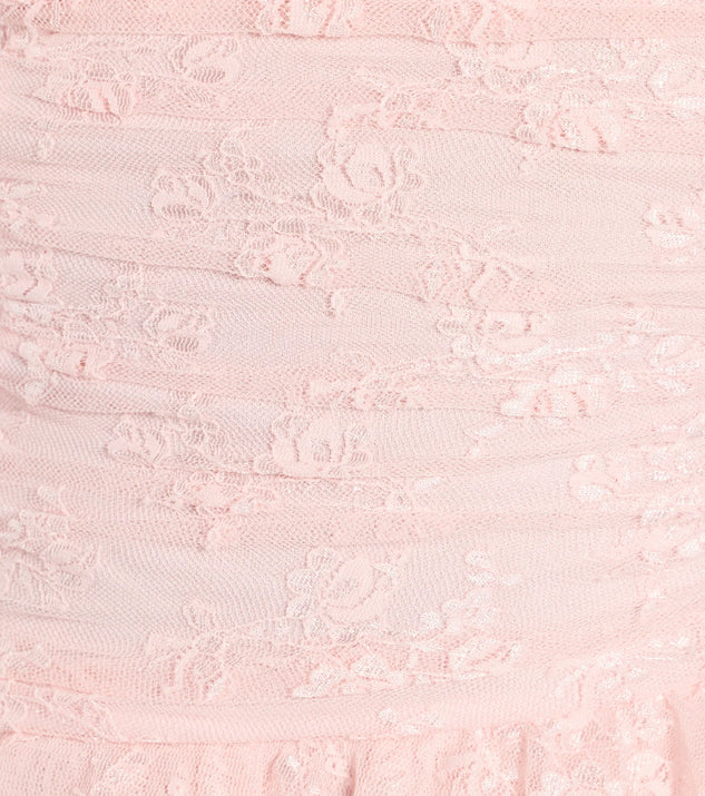 Lovely Nights Strapless Lace Ruffle Skater Dress