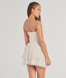 Make a bold statement in the Lovely Nights Strapless Lace Ruffle Skater Dress in ivory, the perfect spring dress for weddings, cocktail hours, nights out, and/or seasonal celebrations.