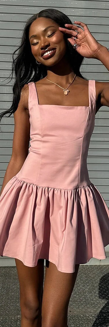 Feel confident and photo-ready in the Isn't She Lovely Sleeveless Ruffle Skater Dress, a pink graduation dress perfect for 2025 ceremonies and parties.