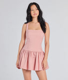 The Isn't She Lovely Sleeveless Ruffle Skater Dress in pink brings sleek style to any graduation outfit, from cap and gown to after-party.