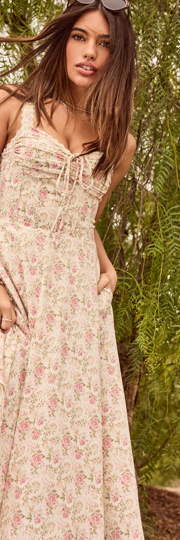 Captivating Blooms Corset A-Line Floral Midi Dress | Windsor Captivating Blooms Corset A-Line Floral Midi Dress | Windsor
