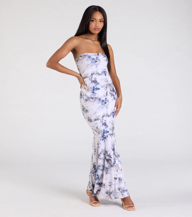 Exceptional Guest Strapless Lace-Up Floral Maxi Dress | Windsor