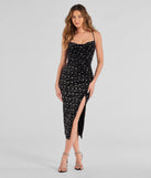 You’ll feel stylish and confident in the Dazzle Nights Glitter Rhinestone Velvet Midi Dress as your Winter Formal Dress to stand out at your dance or event.