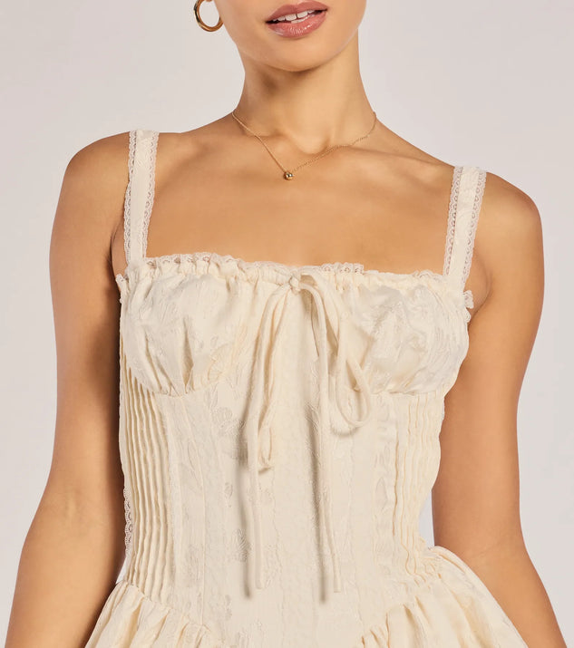 Flirt It Up Floral Jacquard Satin Corset Skater Dress | Windsor