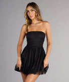 Shimmering Babe Glitter Mesh Strapless Skater Dress