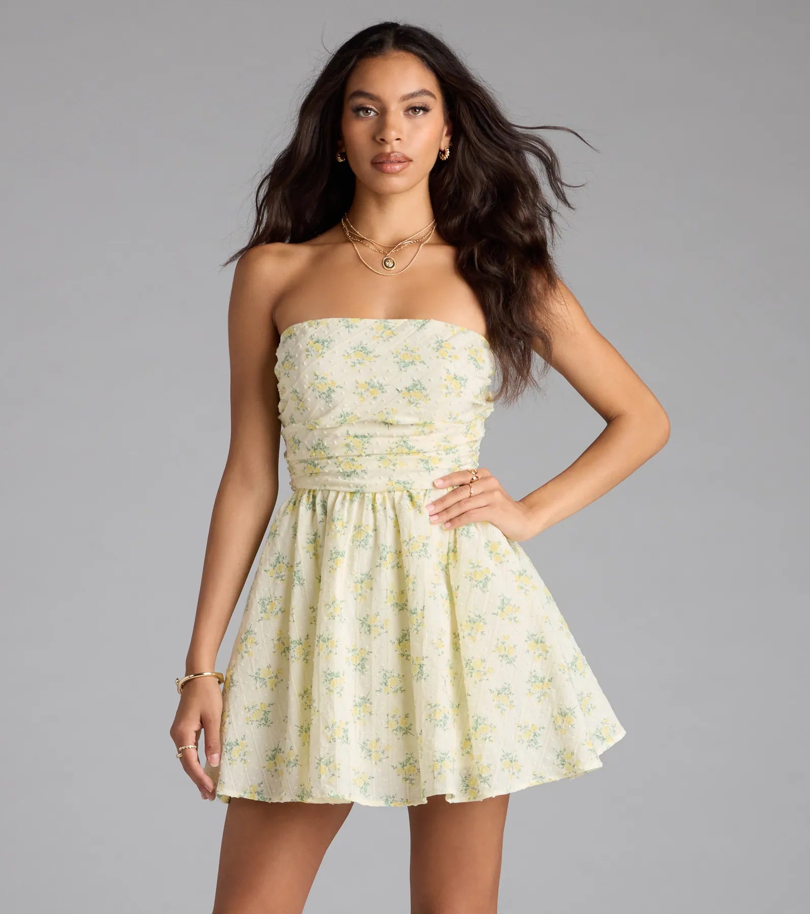 Floral Strapless Bow Back Skater Dress | Windsor