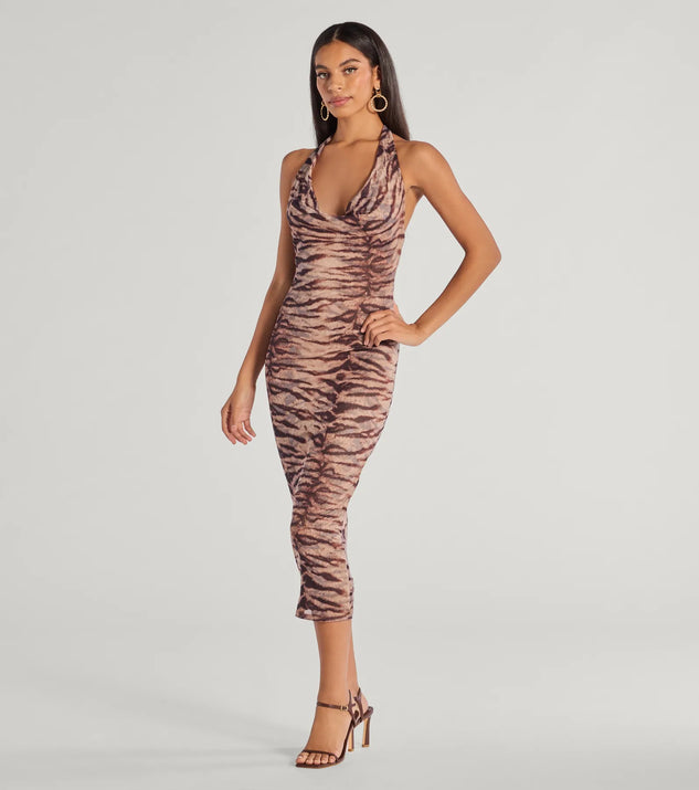 Sultry And Sassy Zebra Print Halter Midi Dress | Windsor Sultry And Sassy Zebra Print Halter Midi Dress | Windsor