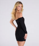 Flaunt your silhouette in the tight Majestic Style One-Shoulder Mini Dress in black, a bodycon dress that empowers your look with bold style and effortless edge.