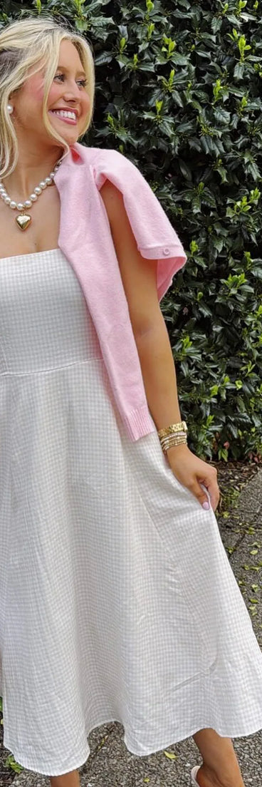 Shine with confidence, elegance, and standout style in the Love's A Picnic Strapless Gingham A-Line Midi Dress—a ivory graduation dress designed with a fresh silhouette and the latest trends.