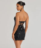 Revamp your 2025 wardrobe with this chic addition, the Cutest Style Sequin Bow Strapless Lace-Up Mini Dress in black, perfect for elevating your style in the new year.