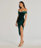 Totally Luxe Velvet Off-The-Shoulder Midi Dress