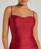 Make a bold statement in the Stunning Silhouette Ruched Knit Midi Dress in red, the perfect spring dress for weddings, cocktail hours, nights out, and/or seasonal celebrations.