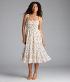Feel confident and photo-ready in the Effortless Love Ruffled Floral Chiffon Midi Dress, a natural graduation dress perfect for 2025 ceremonies and parties.