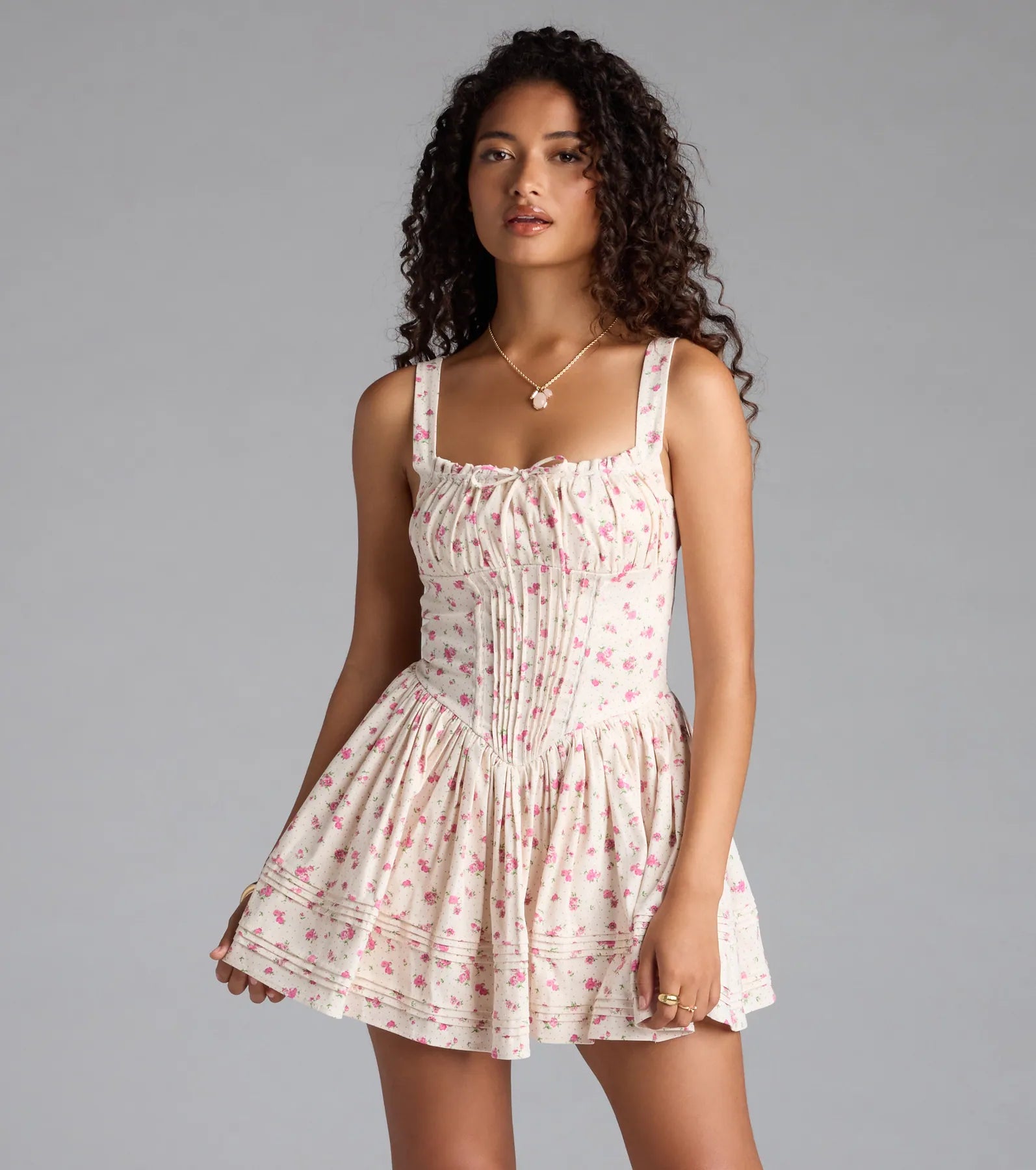 All Day Cuteness Floral Corset Skater Dress | Windsor