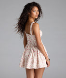 The All Day Cuteness Floral Corset Skater Dress in ivory brings sleek style to any graduation outfit, from cap and gown to after-party.