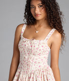 Feel confident and photo-ready in the All Day Cuteness Floral Corset Skater Dress, a ivory graduation dress perfect for 2025 ceremonies and parties.