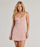Step into seasonal chic with the Sweet Beauty Floral Lace A-Line Mini Dress, a pink mini dress featuring an above-the-knee cut ideal for cocktail parties, festive gatherings, or clubwear.