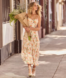 Soak up the season in the Delightful Directions V-Neck Floral Ruffled Midi Dress, a ivory sundress styled for easy days, outdoor plans, and everything in between.