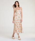 Soak up the season in the Delightful Directions V-Neck Floral Ruffled Midi Dress, a ivory sundress styled for easy days, outdoor plans, and everything in between.