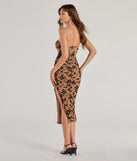 Flaunt your silhouette in the tight Timeless Beauty Flocked Floral Mesh Strapless Midi Dress in camel brown, a bodycon dress that empowers your look with bold style and effortless edge.
