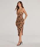 Make a bold statement in the Timeless Beauty Flocked Floral Mesh Strapless Midi Dress in camel brown, the perfect summer dress for weddings, cocktail hours, nights out, and/or seasonal celebrations.