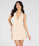 Step into milestone moments with the Total Delight Collar V-Neck Pleated Mini Dress, a standout in ivory dresses perfect for birdal showers, Easter celebrations, and 2025 grad looks.