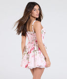 Whether you're headed to brunch or running errands, the Tea Time Corset Lace-Up Floral Skater Dress in pink delivers effortless style in a breathable, go-to casual dress.