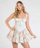 Make a bold statement in the Sweet Babe Corset Drop Waist Floral Skater Dress in ivory, the perfect spring dress for weddings, cocktail hours, nights out, and/or seasonal celebrations.