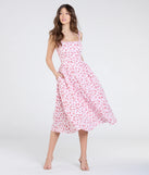 With its mid-calf hem and popular flattering fit, the Sunshine Charm Rose Floral A-Line Midi Dress in pink nails the balance of trend and ease, redefining go-to midi dresses for any occasion.