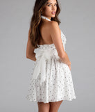 Shine with confidence, elegance, and standout style in the Cutesy Girl Polka Dot Skater Dress—a white graduation dress designed with a fresh silhouette and the latest trends.